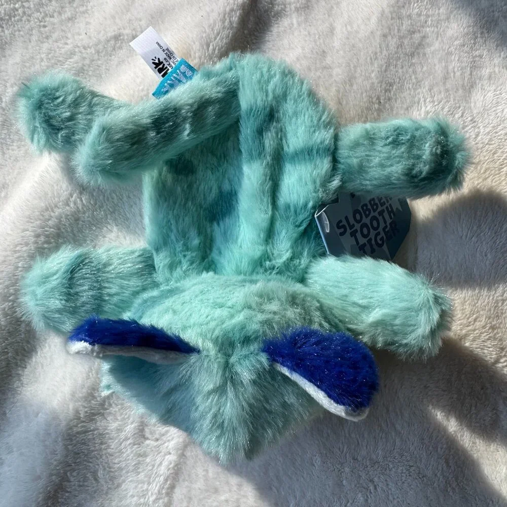 NWT Bark Box SLOBBERTOOTH TIGER Plush Dog Toy, Blue, Size M/L 20+ lbs. Dogs